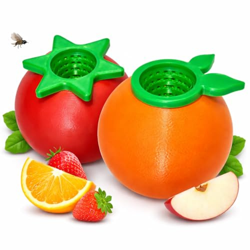 Fruchtfliegenfalle ohne Gift | Wiederverwendbare Lebendfalle im Frucht-Design (Tomate oder Orange) | Dekorative Obstfliegenfalle für Küche & Haushalt | StrikeForge (Orange)