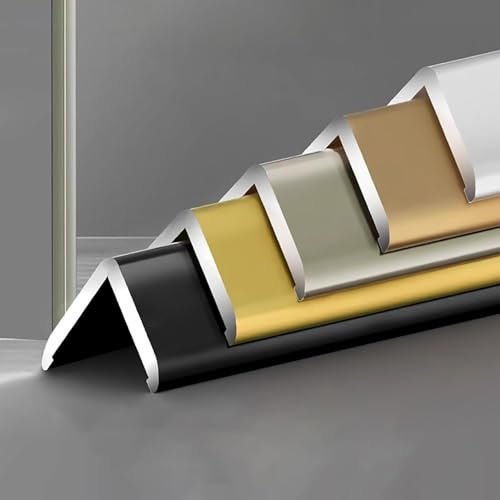 Eckschutzschiene Aluminium Selbstklebend Ohne Bohren Kantenschutzprofil/Fliesenschiene Mit 3D-Fase Wasserdicht Korrosionsbeständig für Wand-Ecken Türrahmen Fensterbank（3 Pack100cm）(Champagner,20*20mm)