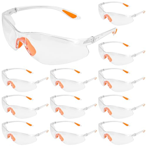 FORYNXHWIN 12 Stück Schutzbrille Arbeitsschutzbrille, Schutzbrillen Transparent mit Gummieinsatz, Staubdichte Sicherheitsbrille für Baustelle Labor Heimwerken Schießsport