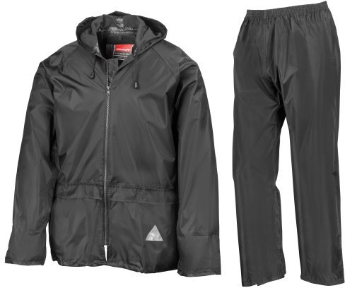 Result Herren Regenanzug bestehend aus Regenjacke und Regenhose, wasserdicht XL,Schwarz