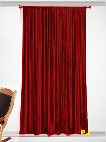 beddingNdecor ROYAL Window/Door/Outside 100% THICK Cotton Velvet Lined Blackout Curtain-90'' Width X 90' Drop (Red)