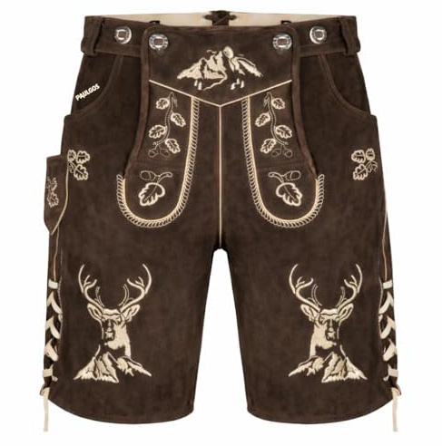 PAULGOS Herren Trachten Lederhose HK4 + Träger, Echtes Leder, Gr. 44-60