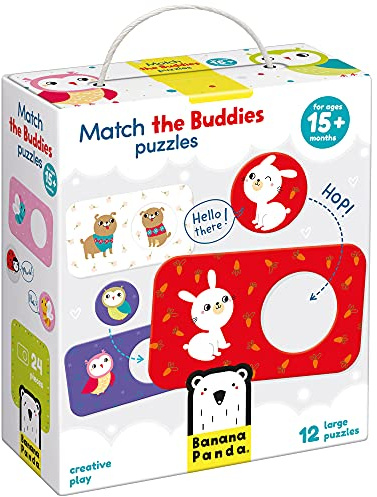 Banana 49030 Panda - Match The Buddies Puzzles - Steckpuzzles für Anfänger & Zuordnungsaktivität für Kinder ab 15 Monaten