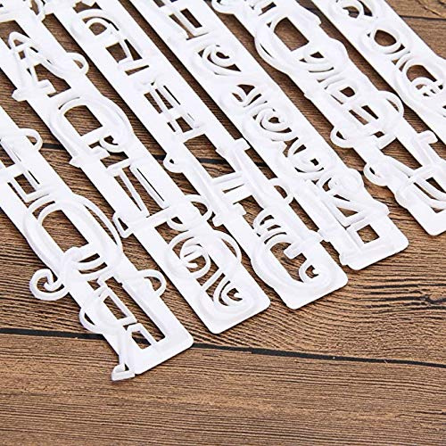 6pcs Alphabet Letters Numbers Stencil Cutters Set, White Food-grade Plastic Frill Edge Fondant Gum Paste Cutters Cake Cookie Mold Accessories Baking Tools for DIY Homemade Cake Bakery