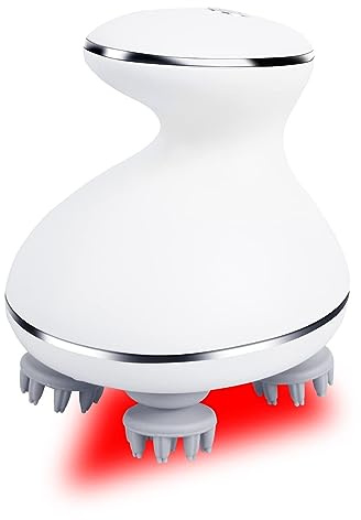 mxm2mxm Electric Scalp Massager with red Light Therapy,Waterproof Head Massager with 108 nodes,4 Modes,Wireless Charging to Relieve deep Tissue Pressure