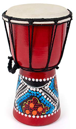 Kmise Djembe Afrikanische Handtrommel Mini Djembe Mahagoni Standard Ziegenhaut Trommelfell 10,2 cm