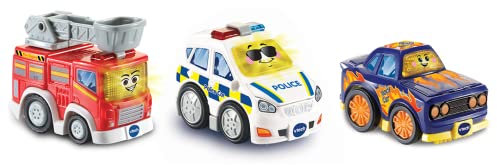 VTech Toot-Toot Drivers 3 Car Pack With Fire Engine, Police Car And Racer | Interactive Toddlers Toy Pretend Play, Lights & Sounds | For Boys & Girls 12 Months, 2, 3, 4 + Years, English Version