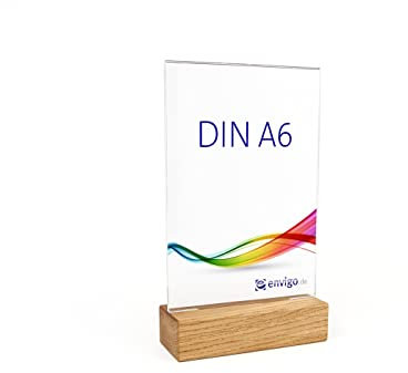 Tischaufsteller »Eiche« DIN A6 hoch, Holz+Acrylglas