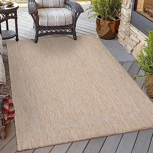 HomebyHome In & Outdoor Teppich Wetterfest Sisal Optik Beige 80x250 cm Läufer - Balkon Teppich Wasserfest, Waschbar, Flachgewebe - Ideal für Küchenläufer, Camping, Garten und Terrasse