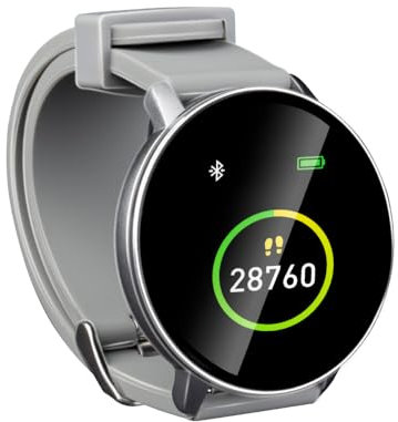 Umbro Fitness Tracker Bluetooth – Smart Watch mit Sportfunktionen – Fitnessuhr HR und Körpertemperatursensor – Schrittzähler 1,3 Zoll Touchscreen – Sportuhr IP68 wasserdicht – Grau