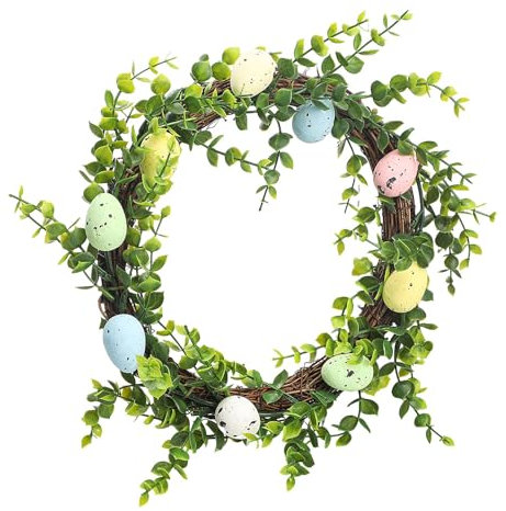 MagiDeal Osterkranz, künstlicher Kranz, Osterdekoration, Hängekranz, Frühlingstürkranz für Haustür, Fenster, Veranda, Garten im Innenbereich, Stil b