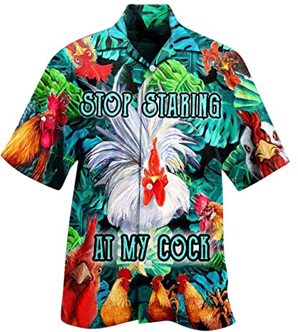 Hawaiian Shirts for Men Funny, Aloha-Hawaiian-Style Holiday Shirts for Men 3D Printed Hawaiian Dancy Dress Classic Casual Stag Shirt Green