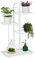 Relaxdays Pflanzenständer, 4 Ablagen, Pflanzentreppe Blumen & Kräuter, Metall Blumenregal, HBT: 72,5x44x22,5 cm, weiß
