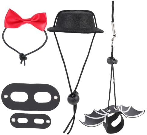 Hohopeti Verstellbares Eidechsen-Leine-Set Outdoor-Reptilien-geburtstagshut Für Eidechsen Tragbare Cosplay-Requisite Hautpflege Schwarz-roter Zylinder