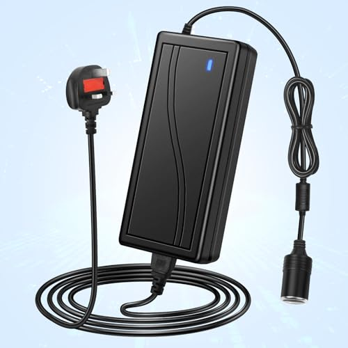 LightingWill Mains to 12V Adapter, 12V 6A Power Supply Car Socket with UK Plug, AC 240V to DC 12V Transformer, Universal Car Charger Converter for Car Accessories, Household