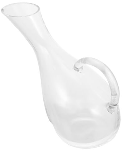 Amosfun Decantador de Vino de Cristal de 1800ml con Asa y Vertedor, Fácil de Limpiar, para Servir Vino Tinto