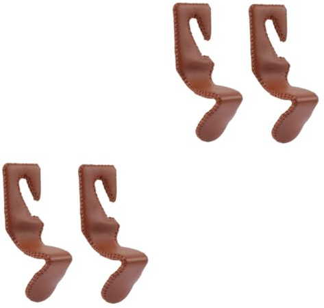 MUCKLILY 4pcs Car Backseat Organizer Hanger Multi-Functional Seat Back Hooks for Bags Umbrellas Toys Easy Installation Space-Saving Design Brown