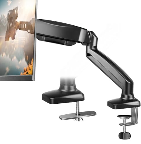 Einzelner Monitorarm für 13''-32'' Bildschirme Voll verstellbarer Monitor Tischhalterung Höhenverstellbare schwenkbare Monitorhalterung mit neigbarer drehbarer universeller Tischhalterung VESA 75x75 o