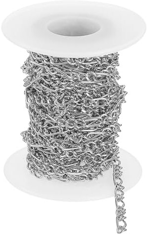 sourcing map 16.4Feet Aluminum Link Chain, Link Cable Chain Twist Oval Plated Chain Bulk Craft Making Chain Roll for DIY, 5x4x1mm, 3:1(S:L), Silver