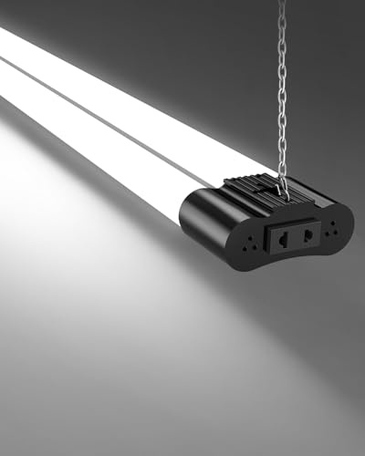Sararoom 120cm Connectable Reglette LED, 4400LM, Blanc Froid 6500K, 40W Neon LED Avec Interrupteur à Glissière, IP65 Étanche Tube LED pour Bureau, Garage, Sous-sol, Suspendu ou Encastré