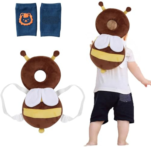 Zainetto Protettivo Neonati,Protezioni Testa Bambini,Zaino Anticaduta per Bambini,Cuscino di Sicurezza Regolabile,Cuscino Anticaduta,con Ginocchiere Bambini,per Bambini di 1-3 anni che Gattonano