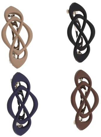 HONITANO 4 Pezzi Mollette per Chioma Vintage Francesi Molla Sicura in Plastica e Metallo, Clip Portatili per Code di Cavallo e Acconciature Raccolte per Donne e Ragazze