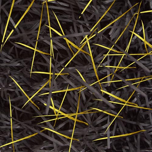 300g Gold Black Tissue Papers, Shredded Paper for Gift Boxes, Glitter Shredded Tissue Paper for Gift Boxes Filler, Packaging Stuffing for Basket Filling and Birthday Party Decoration