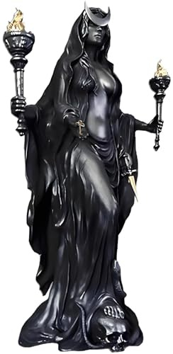 Aiwdeyi Halloween Escultura de la Bruja de la Noche, Estatua de Resina de Hekate Phōsphōrōs de Hekate Phōsphōrōs,Hekate Niktipolos Diosa Griega Hécate con Sus sabuesos de Magia