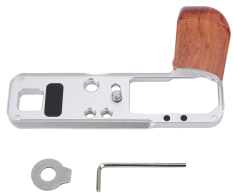 XUMIUZIY Kamerahandtag, L-formad Aluminiumlegering och Grepphållare i valnötsträ med Halkfri Kudde och Skruvfäste, för Fuji X100VI Kamera