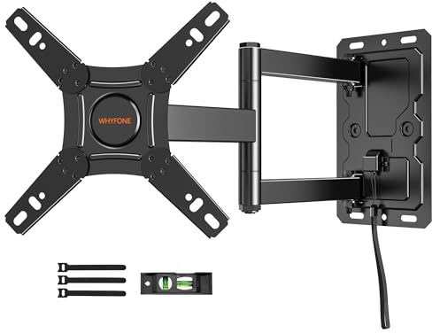 WHYFONE Väggfäste för TV med lås för camping, 180° rotation, 180° svängbart, väggfäste för husbil och bildskärm på 13-43 tum och TV upp till 25 kg, VESA-fäste 200 x 200 mm