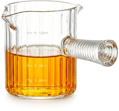 Misurino da cocktail in vetro per barista con manico da 1/2 oz a 4 once multi-unità di misura in acciaio inox tazza di misura