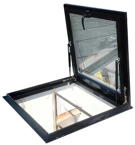 Trappe de toit en aluminium non isolée pour puits de lumière, ventilation et éclairage de porte d'accès au plafond (100 x 70 cm)