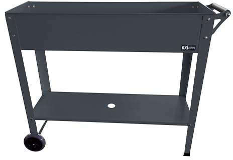 AXI Mesa de Cultivo de Metal Antracita con Ruedas y Estante | Macetero Elevado con Patas para Jardin/Balcon/terraza | 100 x 30 x 80 cm