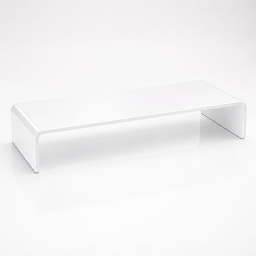 semper plastic Acrylglas Monitorständer - Exklusive Bildschirmerhöhung aus deutscher Handarbeit - 10mm Monitor Stand - Premium Bildschirmständer Tischaufsatz (Weiß Hochglanz)
