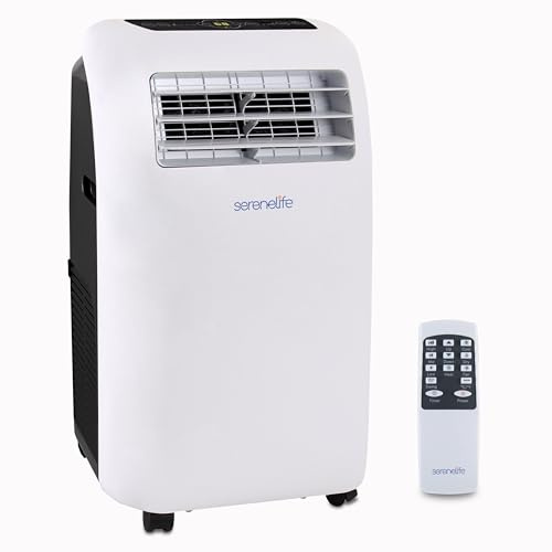 SereneLife Condizionatore Portatile 3-in-1 con Deumidificatore, Ventilatore, Telecomando, Kit Finestra, 9,000 BTU, [Classe A]