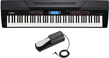 Classic Cantabile SP-250 BK Stagepiano SET inkl. Pedal (88 Tasten, Hammermechanik, Anschlagdynamik, MIDI, USB, Aufnahme- & Begleitfunktion, inkl. Notenständer, Netzteil, Sustainpedal) schwarz