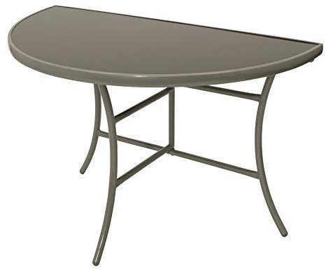 DEGAMO Wandtisch Palermo halbrund 58x110cm, klappbar, Stahl silberfarben, Glas grau, Innen und Außen