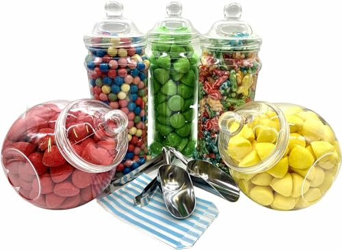Vintage Victorian Pick & Mix Candy Buffet Kit - 5 Large Jar Pack Light Blue Stripe Bags