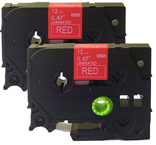 NEOUZA TZ-435 TZe-435 Schriftbandkassette für Brother P-Touch, laminiert, 12 mm x 8 m, Weiß auf Rot, 2 Stück