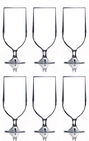 Elite Premium 15oz / 42cl Beer Glasses - Set of 6 - Goblet Clear Polycarbonate CE marked