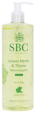 SBC Skincare - Feuchtigkeitscreme für Gesicht und Körper mit Zitronenmyrte & Thymian - 500 ml - Beruhigt die Haut und Verleiht Glanz und Festigkeit - Bodylotion - Lemon Myrtle & Thyme Moisturising Gel