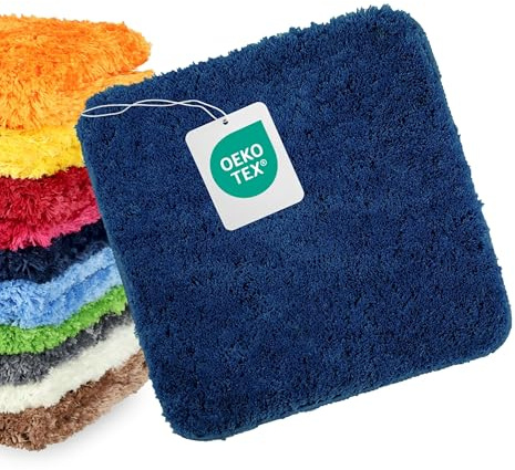 WohnDirect Tappetino WC 45x45cm Blu scuro (Blu) | Tappetino WC classico, 4 cm di altezza del pelo, lavorazione di prima qualità, versatile, pratico per il quotidiano