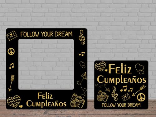 Oedim Photocall + Cartel Feliz Cumpleaños, 90 x 90 cm, Eventos o Celebraciones puntuales, Ventana Troquelada, Photocall Divertido