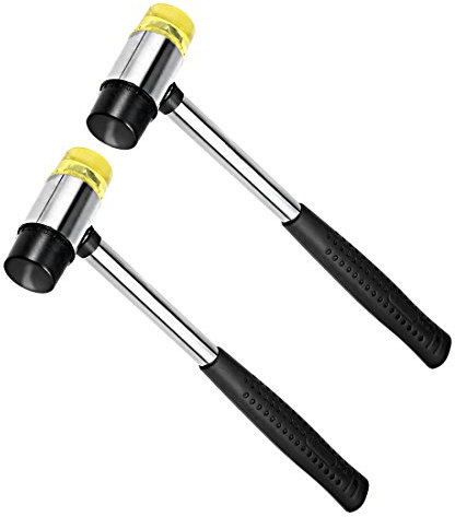sourcing map 2pcs Martillo Mazo de doble cara reemplazables de Nylon de caucho blando 30mm