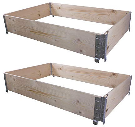 BigDean 2X Hochbeet Palettenrahmen 120x80x20cm groß - Holzrahmen faltbar, steckbar & stapelbar - ideal für Pflanzen, Blumen, Obst, Gemüse & Kräuter