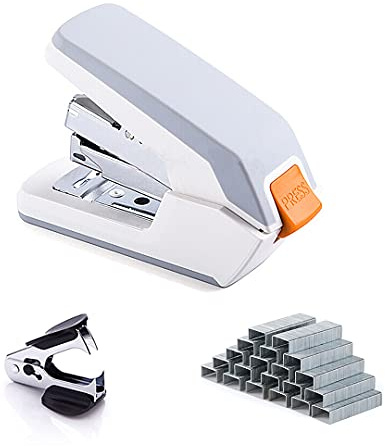 Leven Effortless Standard Desktop Stapler, One Finger Touch Stapling, Easy to Load Ergonomic Stapler, 25 Sheet Capacity, Includes 1000 Staples and A Staple Remover