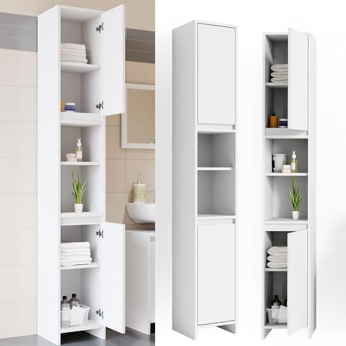 Vicco Mobile bagno alto Emma, Bianco, 30 x 190 cm, combinabile con la serie Emma per l'organizzazione in bagno