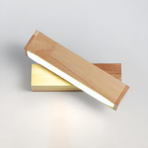 Chrasy 20W Modern Wandleuchte LED Innen Wandlampe Warmweiß Hölzerne Wandleuchte Wandlicht 360° Drehbare Wandlicht Wandleuchten für Schlafzimmer,Badezimmer,Wohnzimmer