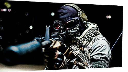 Magic Canvas Art - Bilder Sniper Militär Scharfschütze Leinwandbild 1- teilig Hochwertiger Kunstdruck modern Wandbilder Wanddekoration Design Wand Bild, Größe: 90 x 60 cm