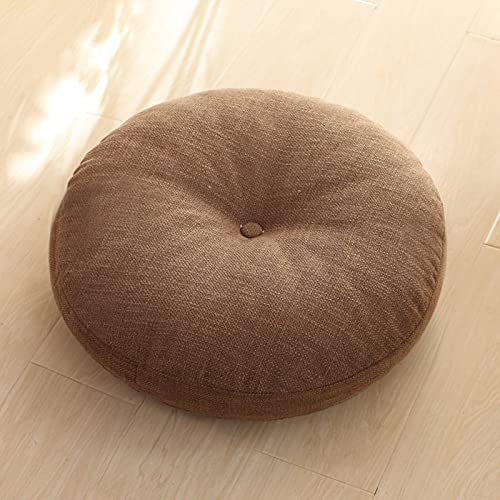 ZZZYZ Runde Baumwollleinen Yoga Sitzkissen Super Soft Cord Meditationskissen Waschbar Atmungsaktiv Yogakissen Für Wohnzimmer Dekoration-Dunkelbraun 40cm(16inch)